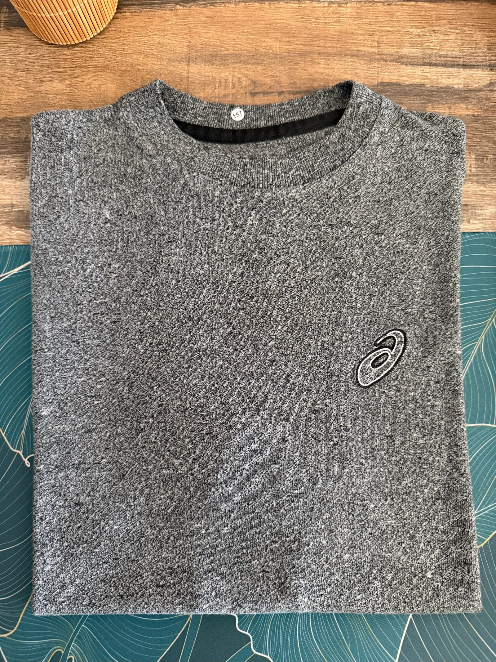 Camiseta Asics hombre S – Gris melange – Logo bordado – Perfecto estado – photo 3